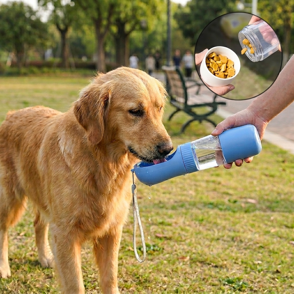 Dog Water Bottle With Food Container