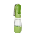 Green and clear water bottle with a strap on a white background
